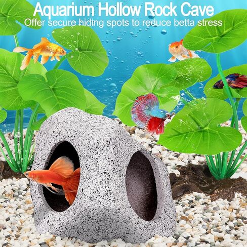 MyLifeUNIT Fish Tank Decor, Silk Aquarium Plants and Hideaway Rock Cave Decor for Betta Fish Tank Accessories, Goldfish, Turtle Tank Decorations in Saudi Arabia