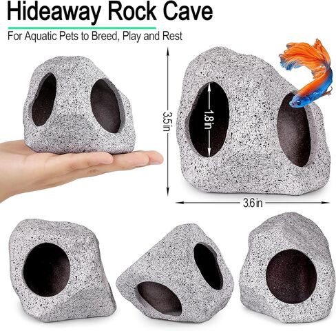 MyLifeUNIT Fish Tank Decor, Silk Aquarium Plants and Hideaway Rock Cave Decor for Betta Fish Tank Accessories, Goldfish, Turtle Tank Decorations in Saudi Arabia
