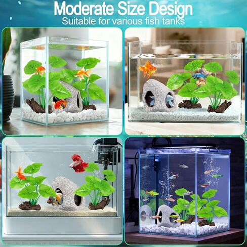 MyLifeUNIT Fish Tank Decor, Silk Aquarium Plants and Hideaway Rock Cave Decor for Betta Fish Tank Accessories, Goldfish, Turtle Tank Decorations in Saudi Arabia