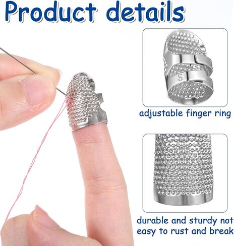 2 PCS Metal Sewing Thimble, Adjustable Ring Thimble for Finger Protector, Sewing Thimbles for Hand Embroidery, 2 Sizes in Saudi Arabia