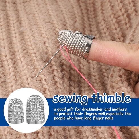 2 PCS Metal Sewing Thimble, Adjustable Ring Thimble for Finger Protector, Sewing Thimbles for Hand Embroidery, 2 Sizes in Saudi Arabia