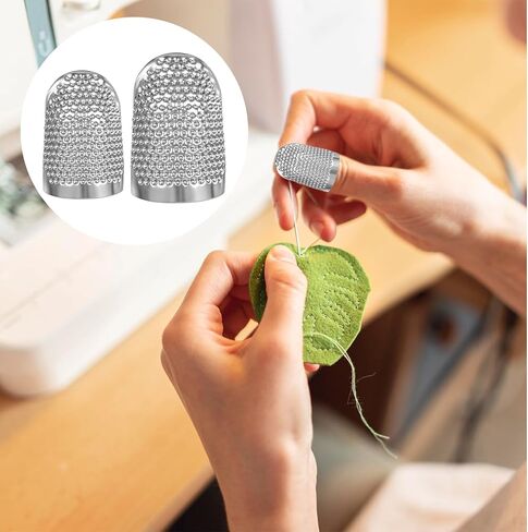 2 PCS Metal Sewing Thimble, Adjustable Ring Thimble for Finger Protector, Sewing Thimbles for Hand Embroidery, 2 Sizes in Saudi Arabia