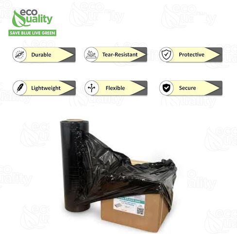 [3 Pack] - 18"x1500 FT Black Stretch Film Wrap - 80 Gauge Thick - Packing Wrap, Stretch Moving, Industrial Strength, Pallet Shrink Film, Great for Boxes, Moving, Furniture, Pallets by EcoQuality in Saudi Arabia