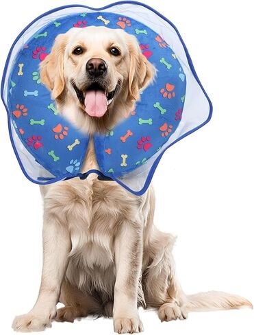 Dog Cone, Inflatable Dog Cone for Small, Medium, and Large Dogs, Soft Cone for Dogs After Surgery with Adjustable Buckle, Adjustable Soft Recovery Collar with Detachable Cove in Saudi Arabia