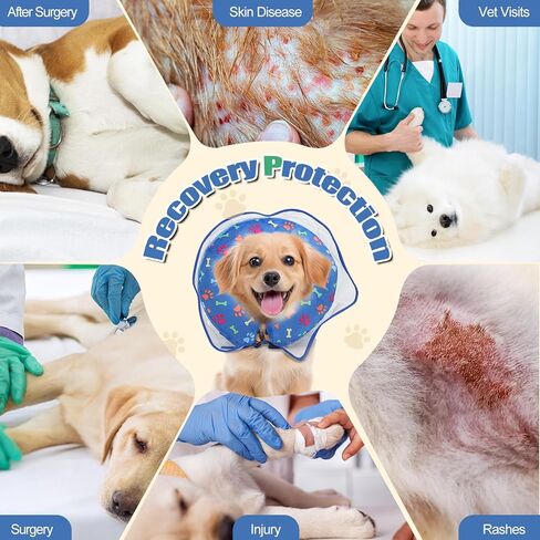 Dog Cone, Inflatable Dog Cone for Small, Medium, and Large Dogs, Soft Cone for Dogs After Surgery with Adjustable Buckle, Adjustable Soft Recovery Collar with Detachable Cove in Saudi Arabia