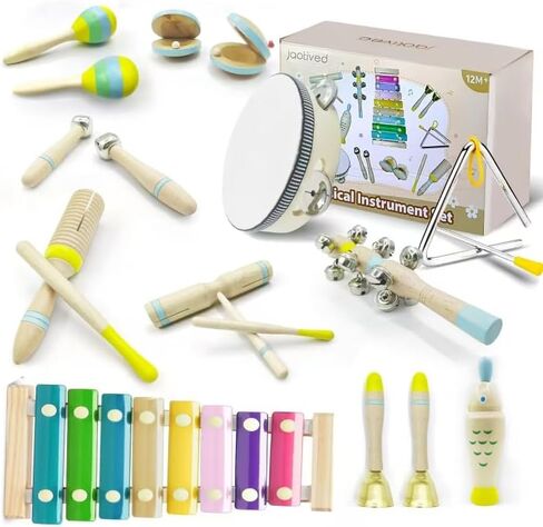 15Pcs Musical Toys for Toddlers 1-3, Baby Musical Instruments Set, Wooden Montessori Toys Percussion, Birthday Gifts for 1 2 3 Year Old Kids Boy Girls in Saudi Arabia
