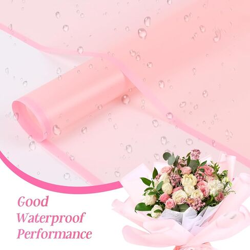 CCINEE 20 Sheets Pink Flower Wrapping Paper,Waterproof Fresh Flower Packing Material Florist Bouquet Supplies DIY Craft Gift Packing in Saudi Arabia