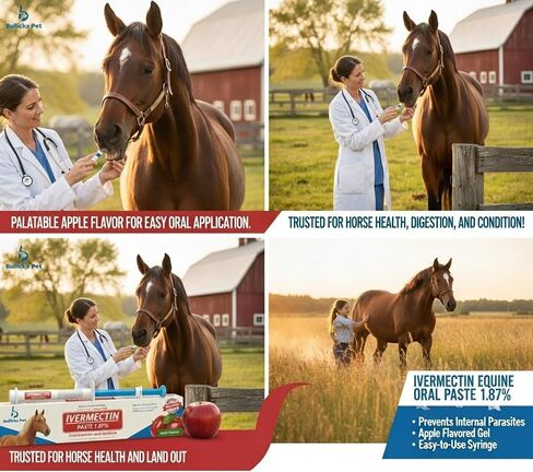 Ivermectin Horse Paste 1.87% Dewormer – Apple Flavored Anthelmintic, Broad-Spectrum Parasite Control for Horses Up to 1250 LB (3-Pack) in Saudi Arabia