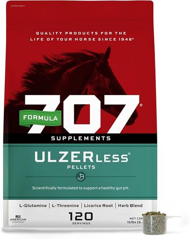 Formula 707 ULZERless Equine Supplement, 15 lb Bag - Natural Gut Support for Horses with Ulcer Risk Factors in Kuwait