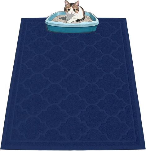 Cat Litter Mat for Box, Non-Slip, Less Waste Cat Litter Box Mat,Door mats, Entrance mats，Waterproof, Anti Slip, and pet Urine Resistant，47" x 36" Grey in Kuwait