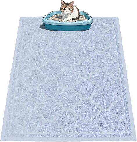Cat Litter Mat for Box, Non-Slip, Less Waste Cat Litter Box Mat,Door mats, Entrance mats，Waterproof, Anti Slip, and pet Urine Resistant，47" x 36" Grey in Saudi Arabia