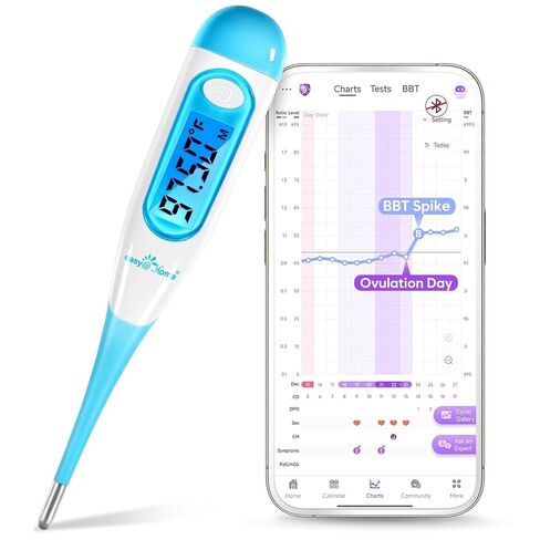 ميزان حرارة أساسي رقمي من Easy@Home مع شاشة LCD بإضاءة خلفية كبيرة، دقة عالية 1/100 درجة واستدعاء للذاكرة، غير مزود بتقنية Bluetooth، EBT-100B-P مطور (أرجواني) in Kuwait