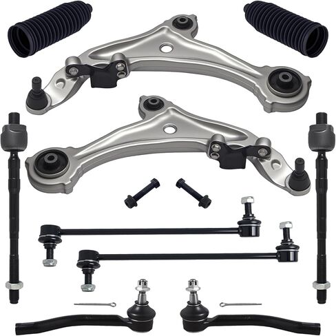 TUCAREST 10Pcs Suspension Kit Fit For 2009-2014 Ni-ssan Murano, 2 Front Lower Control Arm w/Ball joint + 4 Outer Inner Tie Rod + 2 Sway Bar + 2 Boots [# K622157 K622158 K750783 EV800639 ES800357] in Saudi Arabia