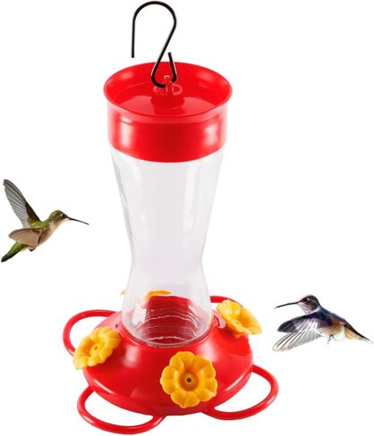 Nature's Rhythm Bird Feeder 4 bee Guard Plastic Yellow Flowers Feeding Port 8oz Glass Pinch Waist Hummingbird Feeder (1Pcs) in Saudi Arabia