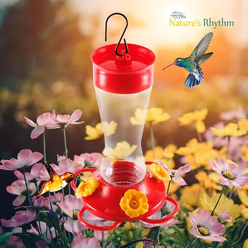 Nature's Rhythm Bird Feeder 4 bee Guard Plastic Yellow Flowers Feeding Port 8oz Glass Pinch Waist Hummingbird Feeder (1Pcs) in Saudi Arabia