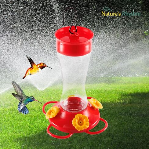 Nature's Rhythm Bird Feeder 4 bee Guard Plastic Yellow Flowers Feeding Port 8oz Glass Pinch Waist Hummingbird Feeder (1Pcs) in Saudi Arabia