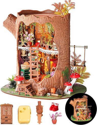 Rolife DIY Miniature House Kit Tree House, Tiny House Model House Building Kit for Teens, DIY Crafts for Adults, Birthday/Halloween for Parents Friends (Fairytale Tree House) in Saudi Arabia