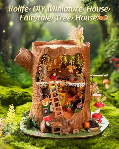 Rolife DIY Miniature House Kit Tree House, Tiny House Model House Building Kit for Teens, DIY Crafts for Adults, Birthday/Halloween for Parents Friends (Fairytale Tree House) in Saudi Arabia