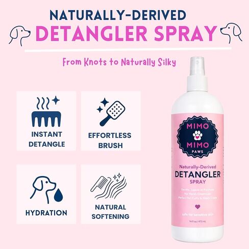 بخاخ لفك تشابك الشعر والعقد (16 أونصة)، بلسم مشتق طبيعيًا للبشرة الحساسة، يرطب ويسهل الفرشاة، معاطف مجعدة ومموجة، بدون مواد كيميائية قاسية، آمن للحيوانات الأليفة، صنع في الولايات المتحدة الأمريكية in Kuwait
