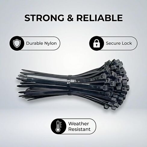 Zip Ties Heavy Duty Outdoor 20 Inch (100 Pack), Large Zip Ties with 200lbs, Big Cable Ties, Black Heavy Duty Zip Ties for Outdoor Use, By FacywaT in Saudi Arabia