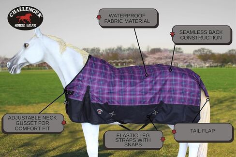 70" 1200D Turnout Waterproof Rain Light-Weight Sheet Plaid Horse Blanket 3EE08G in Saudi Arabia