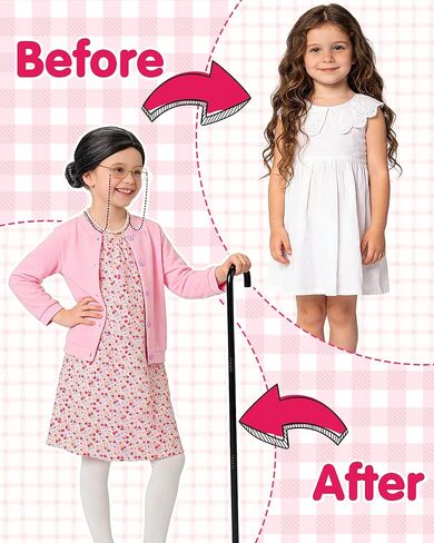 100 Days of School Costume for Kids - Old Lady Costume for Girls Funny Granny Grandma Dress Up Cosplay in Kuwait