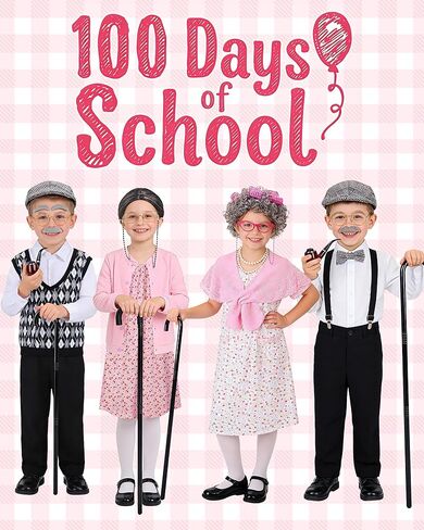 100 Days of School Costume for Kids - Old Lady Costume for Girls Funny Granny Grandma Dress Up Cosplay in Kuwait