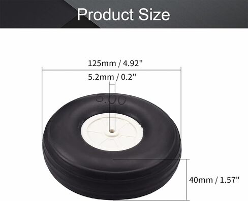Fielect 5 inch RC Model Airplane Super Light Sponge Tire Tail Wheel Tire and Wheel Sets for RC Car Airplane PU Sponge Tire with Plastic Hub 2 Pcs in Saudi Arabia