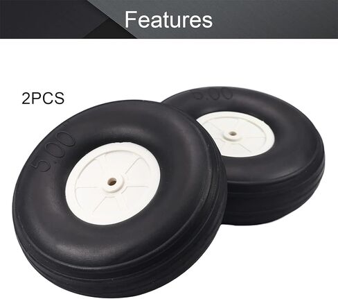 Fielect 5 inch RC Model Airplane Super Light Sponge Tire Tail Wheel Tire and Wheel Sets for RC Car Airplane PU Sponge Tire with Plastic Hub 2 Pcs in Saudi Arabia