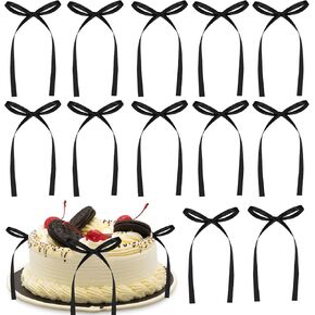 30Pcs Bow Cake Toppers Ribbon Bows for Cake Red Bow Ribbons for Coquette Valentines Day High Footed Cup Balloon Wall Galentines Day Decor,Baby Shower Birthday Wedding Party Supplies in Saudi Arabia