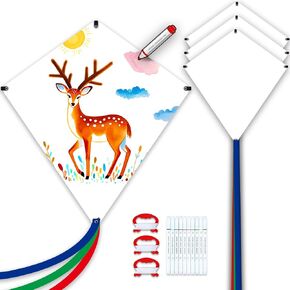 مجموعة صنع الطائرات الورقية للبالغين والأطفال: 3 عبوات من الطائرات الورقية الماسية البيضاء الفارغة DIY، ورق كبير للطلاء، سهل الطيران للشاطئ، والحفلات، والأنشطة الخارجية in Kuwait