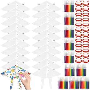 Honoson 20 Pieces DIY Blank Kite with Watercolor Pens and String 20 Inch Making Craft Kits Decorating Coloring Kite Pack for Outdoor and Activities in Saudi Arabia
