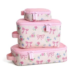 Itzy Ritzy Packing Cubes - Set of 3 Packing Cubes or Travel Organizers; Each Cube Features A Mesh Top, Double Zippers & A Fabric Handle, Milk & Honey in Kuwait
