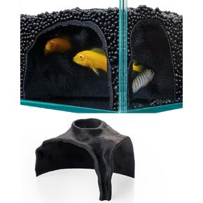 كهف حوض السمك - مأوى للأسماك ذو نسيج صخري بزاوية عرض 180 درجة، وإكسسوارات حوض أسماك البيتا، والروبيان والقواقع - ديكور ونفق حوض السمك (الرمال) in Kuwait