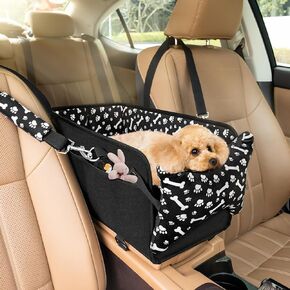 مقعد سيارة للكلاب بوحدة تحكم مركزية، مقعد سيارة محمول للقطط والجرو، مقعد سيارة مضاد للانهيار مع مقود أمان، أشرطة قابلة للتعديل، جيوب تخزين، يدعم الحيوانات الأليفة حتى وزن 15 رطل (أسود) in Kuwait