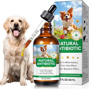 Antibiotics for Dogs, 60ML Natural Antibiotics for Dogs, Dog Antibiotics, Dog Supplies Antibiotics, Dog Multivitamin for Pets, Natural Dog Antibiotics Supports Dog Allergy and Itch Relief in Kuwait