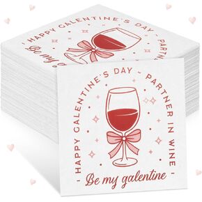 100 قطعة من مناديل Galentines ديكورات يوم Galentines مقاس 5 بوصة × 5 بوصة طبقتين مناديل ورقية لحفلات الكوكتيل لعيد الحب وليلة النبيذ للنساء وحفلات السيدات والاحتفالات ديكور الطاولة (كوكتيل) in Kuwait