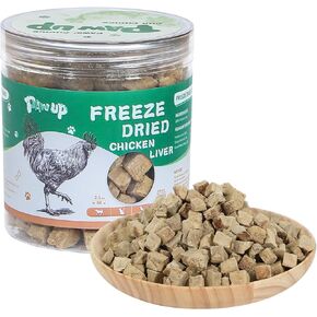 PAWUP تجميد كبد الدجاج المجفف يعامل الحيوانات الأليفة، أغذية الحيوانات الأليفة عالية البروتين المجففة بالتجميد للكلاب والقطط، وجبات خفيفة المكونات الطازجة، 4.6 أوقية، خالية من الجلود الخام والحبوب in Kuwait