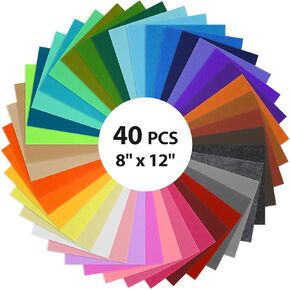 Felt Sheets for Crafts, 12x8 Inch 40 Colors Craft Supplies, 1mm Thick Felt Fabric Rectangle, Crafts DIY, Sewing, Patchwork, Card Making and Art Projects (Pack of 40) in Saudi Arabia