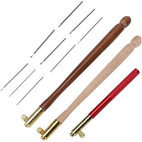 3 قطع من أدوات تامبور من Kodrily، خطافات كروشيه مطرزة بمقبض خشبي من الفولاذ المقاوم للصدأ مع 9 إبر، مجموعة خطافات تامبور، أداة خياطة يدوية بخطاف تامبور فرنسي للترتر والخرز in Kuwait
