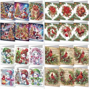 مجموعة بطاقات التهنئة الماسية لعيد الميلاد DIY، 5D DIY Diamond Art Painting بطاقة تهنئة بنمط عيد الميلاد، مجموعات صنع بطاقات عيد الميلاد DIY لأصدقاء العائلة هدية مصنوعة يدويًا - #05-Elk in Kuwait