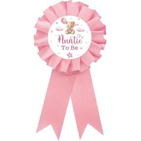 Baby Bear Auntie to Be Tinplate Badge Pin, Bear Best Aunt Ever Pin, Gender Reveal Button for Women, Pink Rosette Aunt to Be Award Ribbon, Bear Themed Baby Shower Party Favors in Kuwait
