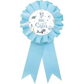 Under The Sea Big Sister Tinplate Badge Pin, Sea Animal Sister to Pin, Whale Happy Birthday Button for Girl, Blue Rosette Birthday Girl Award Ribbon, Ocean World Birthday/Baby Shower Party Favors in Kuwait