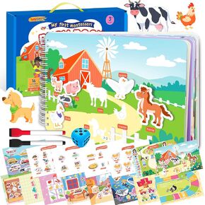 كتاب مونتيسوري المزدحم المُجمَّع مسبقًا للأطفال الصغار الذين تتراوح أعمارهم بين 3-5 سنوات | أنشطة التعلم في مرحلة ما قبل المدرسة مع ألعاب التوحد الحسية | ألعاب المدرسة المنزلية والسفر | هدايا للأولاد والبنات بعمر 3 4 5 6 سنوات in Kuwait