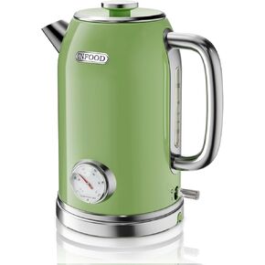 INFOOD Retro Electric Kettle 1.8L/60.8oz with Thermometer - 1200W Fast Boiling Stainless Steel Tea Kettle with Water Level, BPA-Free, Auto Shut-Off, Boil-Dry Protection, Green in Kuwait