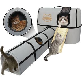 Pet 4-in-1 Cat Tunnel, Carrier, House & Scratcher – Detachable and Combinable – Indoor Beds, Outdoor Use, Cat Toys & Furniture (Gray) in Saudi Arabia