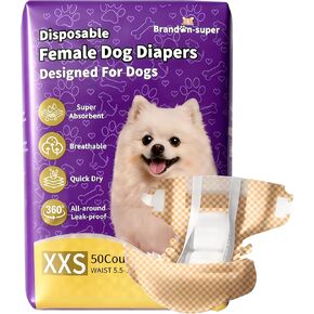 حفاضات براندونسوبر للكلاب، مقاس 50 قيراط، مقاس صغير، فائقة الامتصاص للاستعمال مرة واحدة، لفافات للكلاب الصغيرة، مقاومة للتسرب، حزام بطن للكلاب البالغة والجرو من الذكور in Kuwait