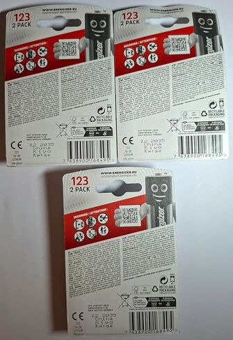 Energizer 123 6 Lithium Batteries - Pack of 6 (Silver) in Kuwait