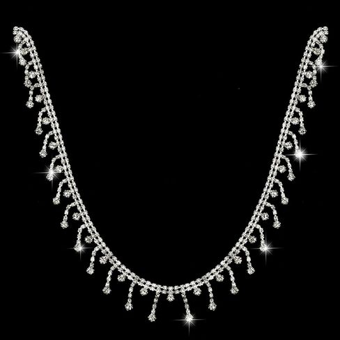 حجر الراين هامش تقليم الفضة حجر الراين الشريط الماس كريستال هامش تقليم سلسلة كريستال هامش حزام لخياطة الملابس الحرفية اكسسوارات الزفاف مجوهرات شخصية DIY الديكور in Kuwait