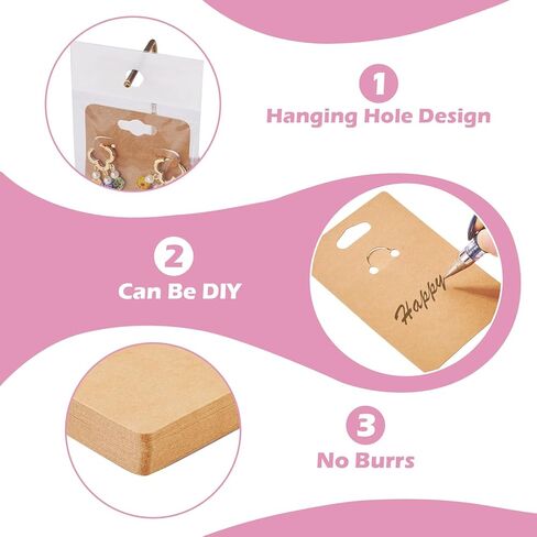 100Pcs Paper Jewelry Display Cards 2 Sizes with Plastic Cellophane Bags DIY Jewelry Display Packaging Dustproof Earrings Keychians Necklace Bracelet Charms Pendants Beads Handmade Crafts Gifts in Saudi Arabia